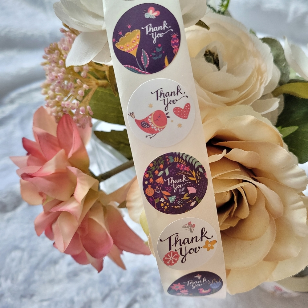 Thank You Stickers 500 Pcs with 6 Designs 1 Inch